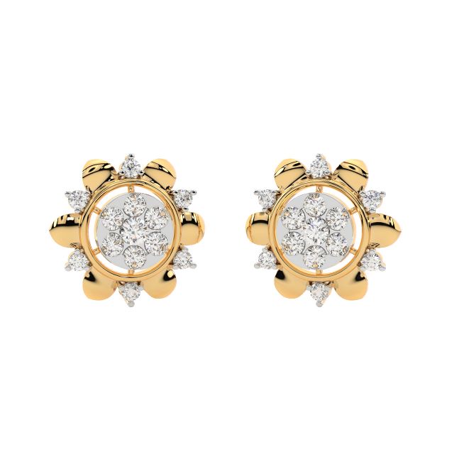 Rosy Round Diamond Stud Earrings